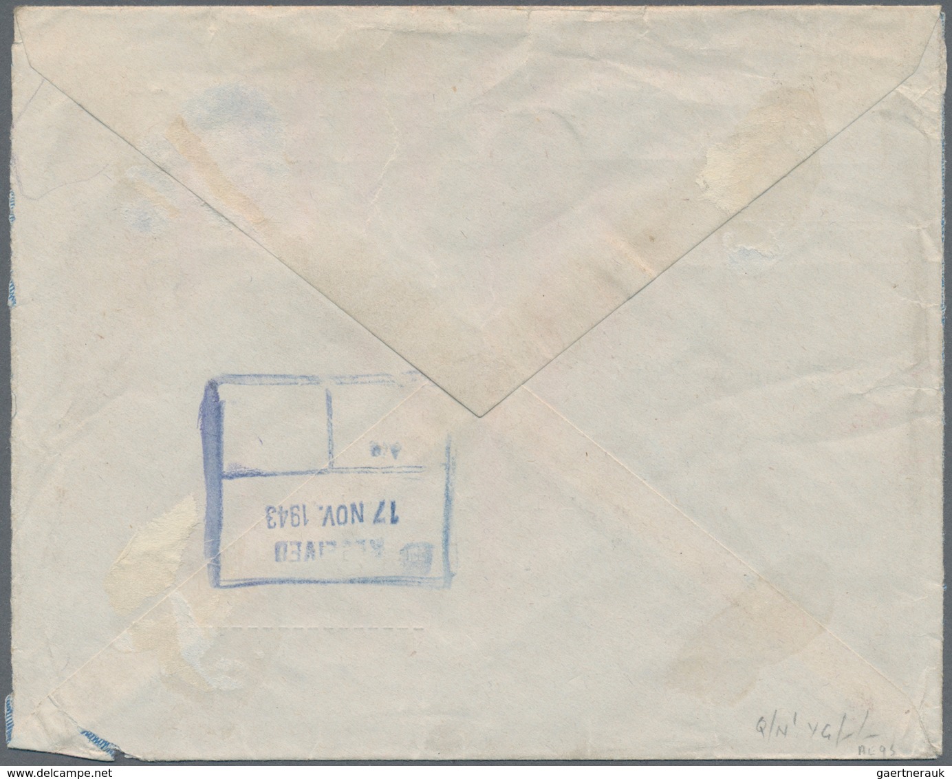 Kamerun: 1943. Registered Stampless Air Mail Envelope Addressed 'Banque De L’Afrique Occidentale / S - Kameroen (1960-...)