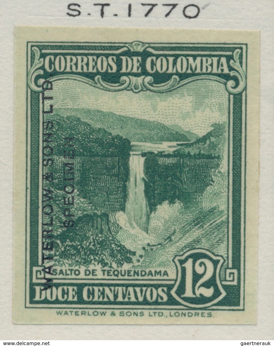 Kolumbien: 1937, 12 Centavos Tequendama Waterfall, Proof By Waterlow And Sons In Green Instead Of Da - Colombia