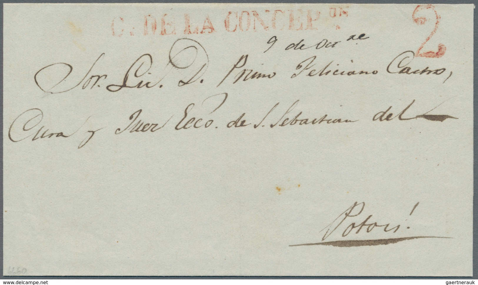 Mexiko: 1848/1850, 2 Folded Letters, One With Red Single Line "C. DE LA CONCEPT." And Red Tax Numera - Mexico