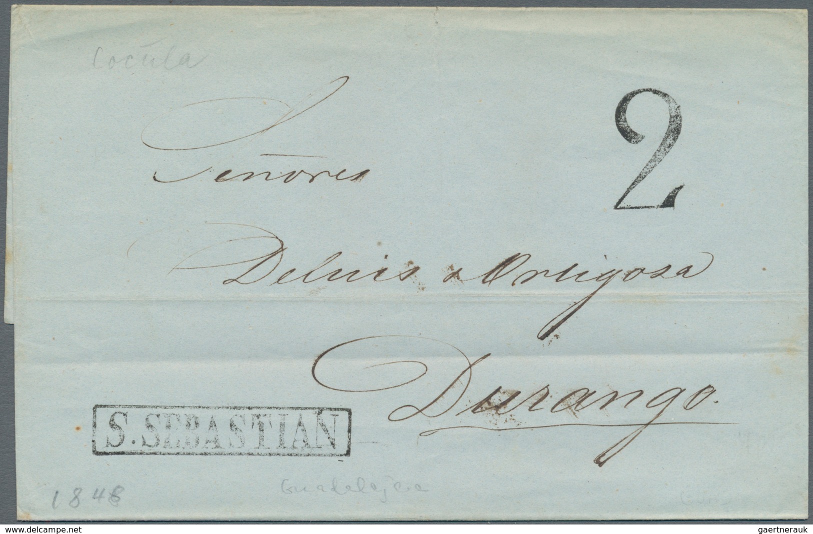 Mexiko: 1848/1850, 2 Folded Letters, One With Red Single Line "C. DE LA CONCEPT." And Red Tax Numera - Mexico