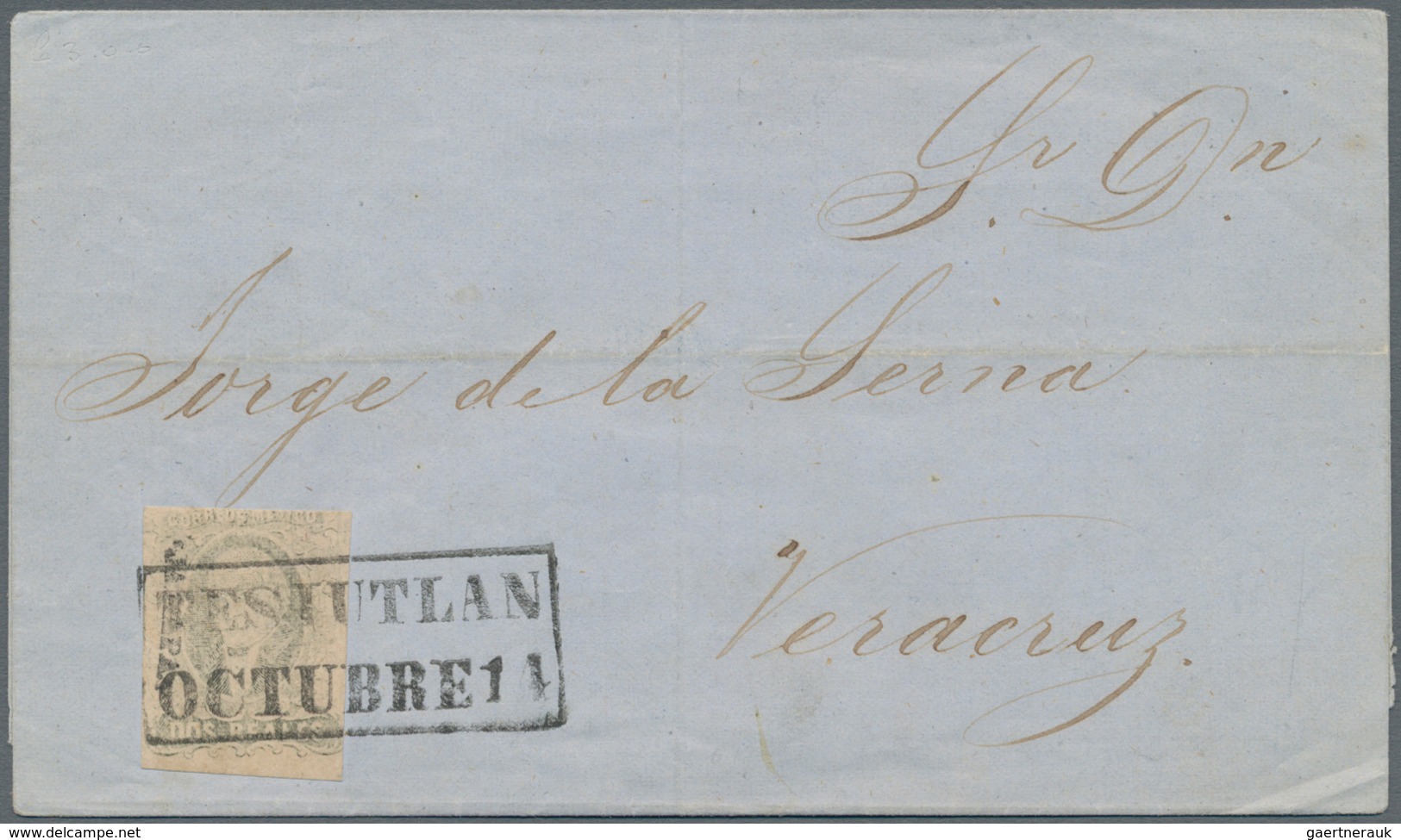 Mexiko: 1858/1861, Two Letters, One With "FRANQUEADO COLIMA" Oval, Respectively "TESIUTLAN / OCTUBRE - Mexico