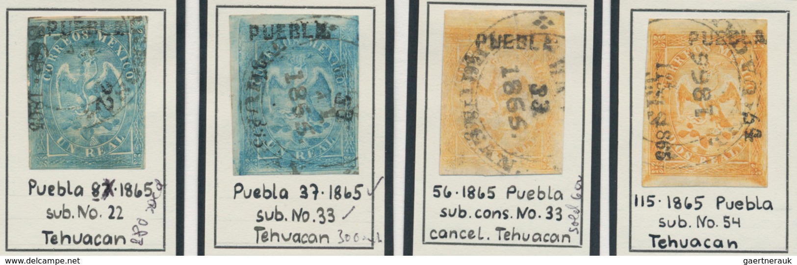 Mexiko: 1865, 1 And 2 Reales With "PUEBLA" Imprint And Subnumber Of "TEHUACAN". Very Low Number Of C - Mexico