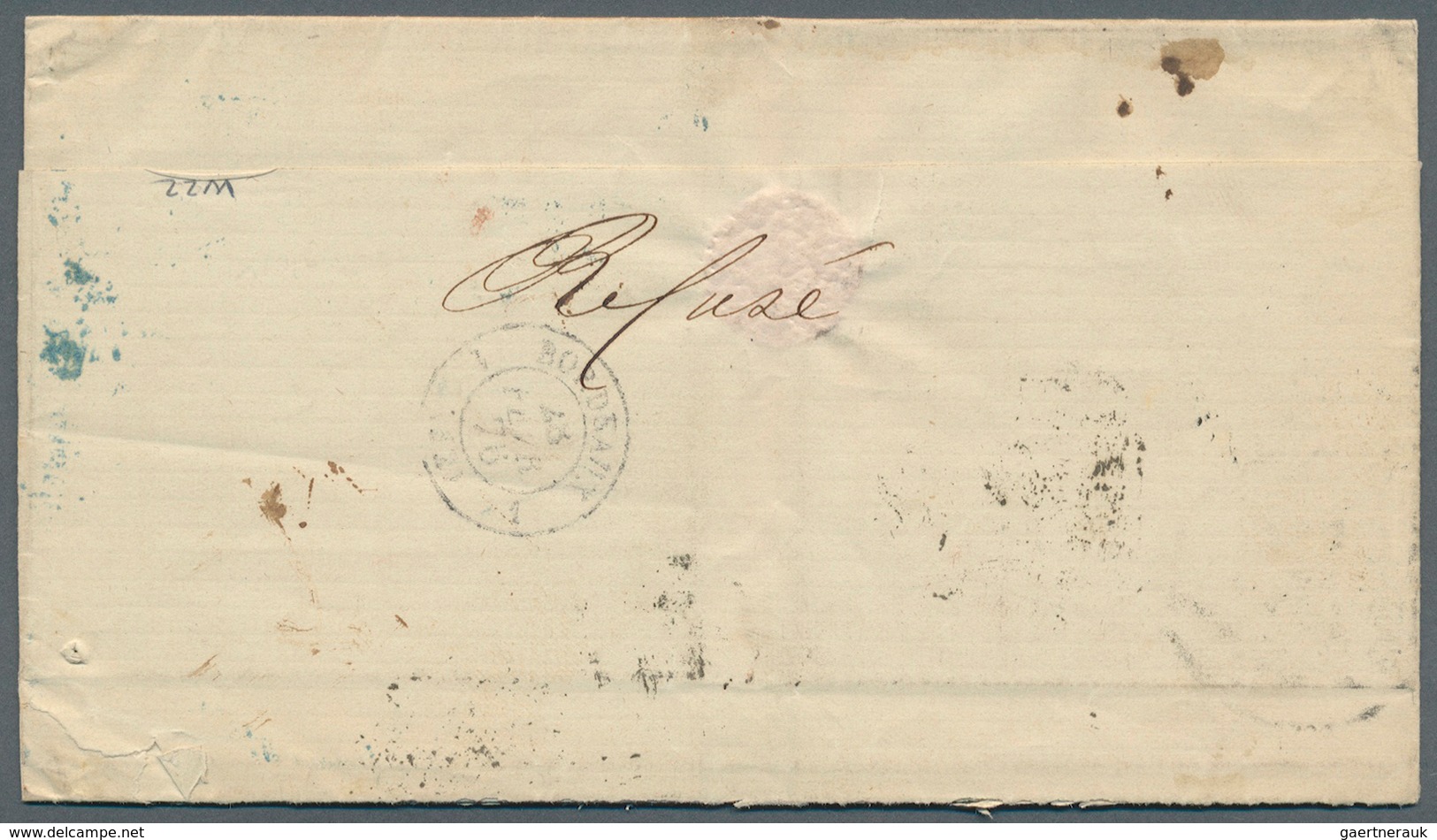 Mexiko: 1876. Envelope Addressed To France Bearing Hidalgo Yvert 56, 10c Black Surcharge 'Tampico' W - Mexico
