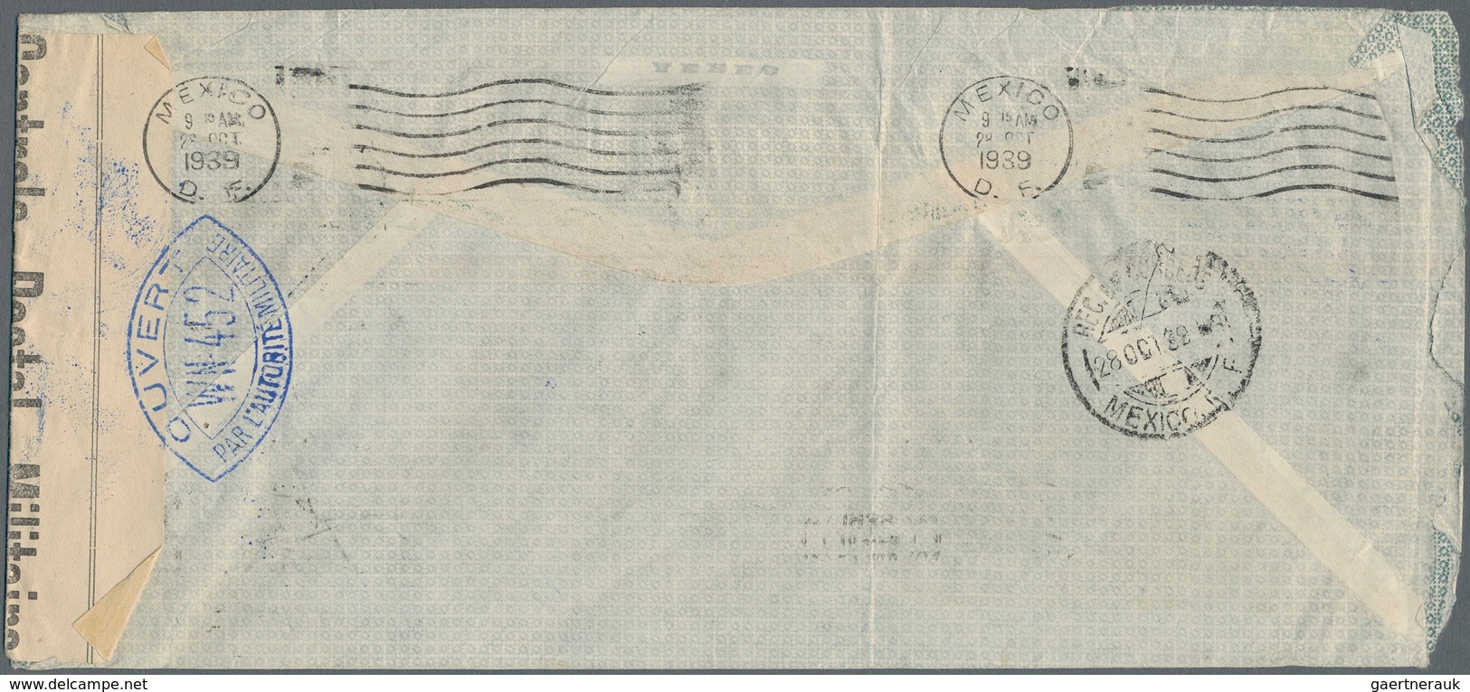 Mexiko: 1939, Airmail Cover From "MEXICO 24.AUG 39" To Nuremberg/Germany. The Airmail Route To Germa - Mexico