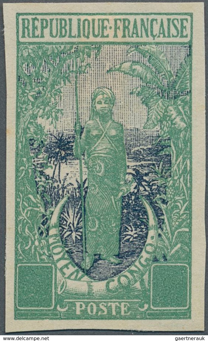 Mittelkongo: 1907, Definitives "Pictorials", Design "Native Woman", Imperforate Proof In Colour "gre - Andere & Zonder Classificatie