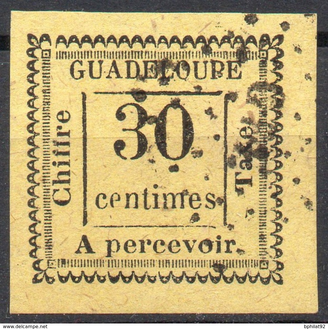!!! PRIX FIXE : GUADELOUPE, TAXE N°10 OBLITEREE, MARGES SUPERBES - Postage Due
