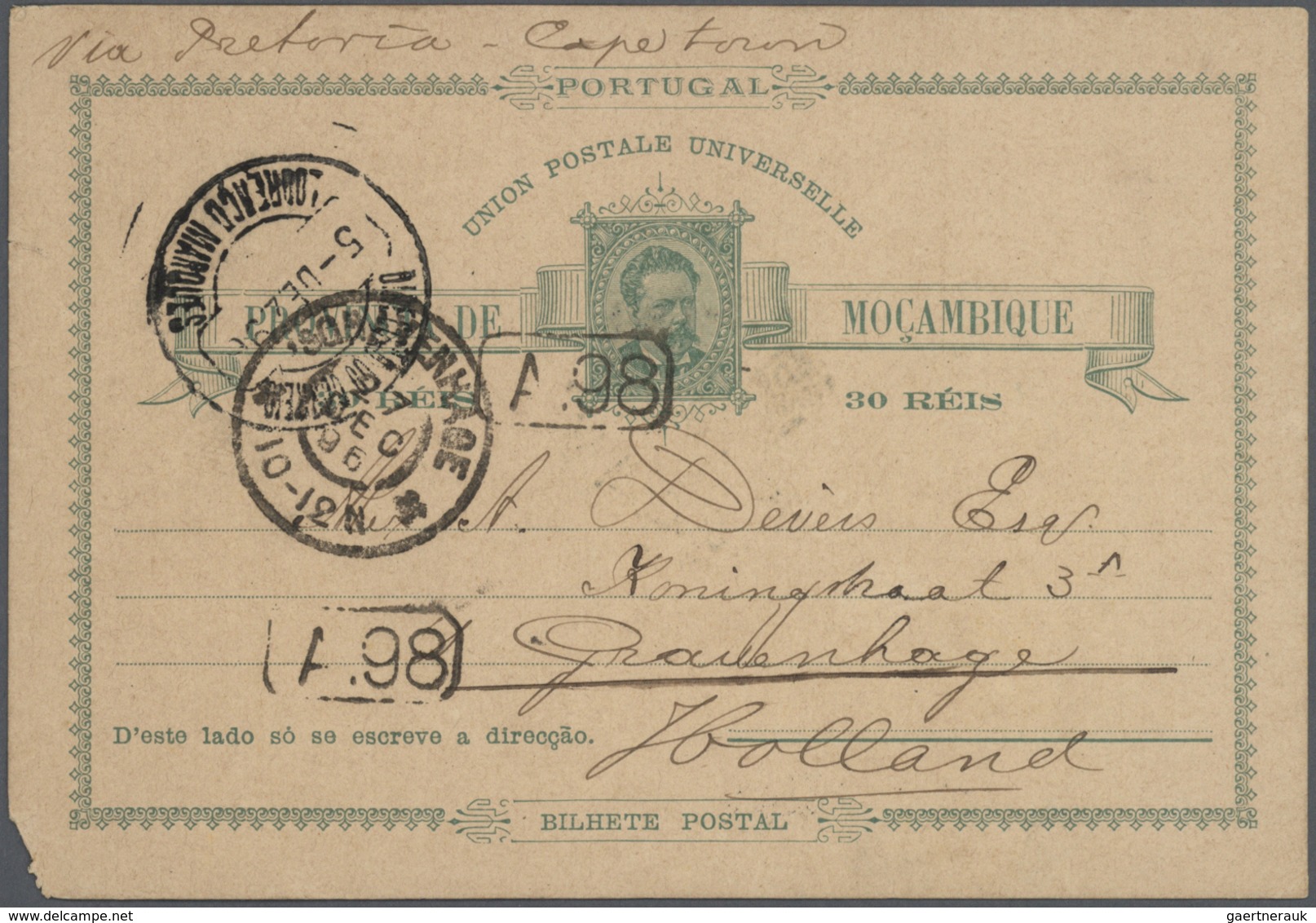 Mocambique - Provinzausgaben: Mocambique-Gesellschaft: 1893/96, Fine Group Of Six Stationery Cards: - Mozambique