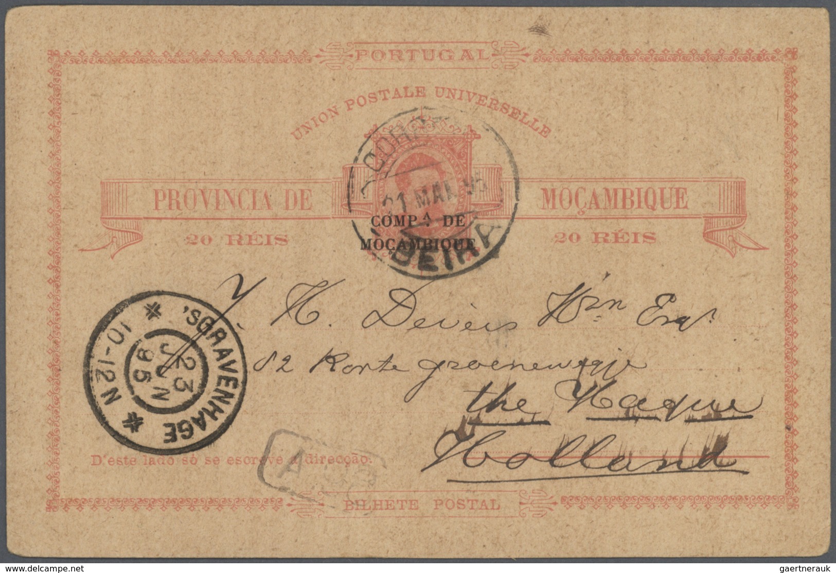 Mocambique - Provinzausgaben: Mocambique-Gesellschaft: 1893/96, Fine group of six stationery cards: