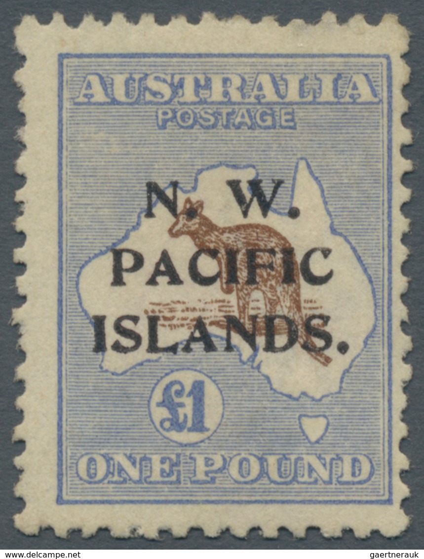 Neuguinea - N.W. Pacific Islands: 1916, Kangaroo £1 Chocolate And Dull Blue 3rd Wmk. Opt. Type 'a', - Papoea-Nieuw-Guinea