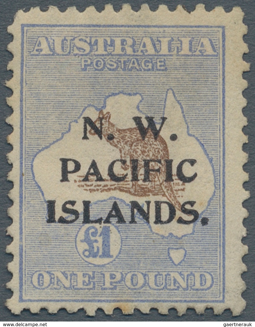 Neuguinea - N.W. Pacific Islands: 1916, Kangaroo £1 Chocolate And Dull Blue 3rd Wmk. Opt. Type 'c', - Papoea-Nieuw-Guinea