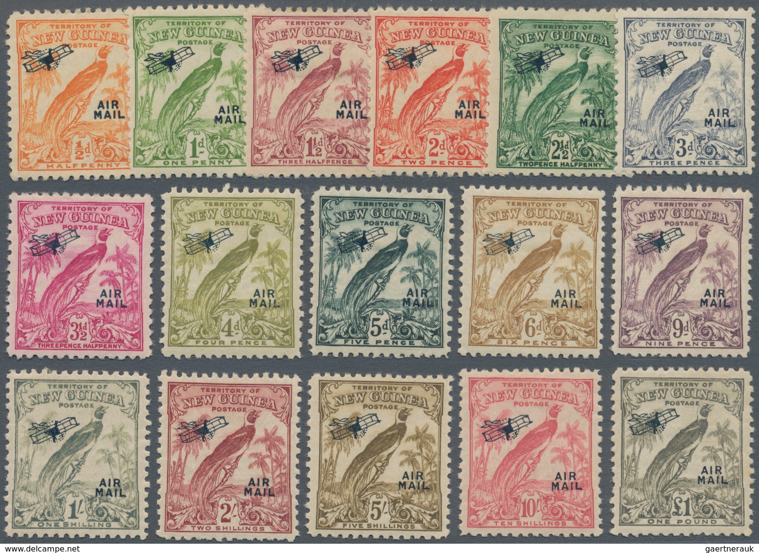 Neuguinea: 1932/1934, Bird Of Paradise Redrawn Set Without Dates With Airplane + AIR MAIL Opt. Compl - Papoea-Nieuw-Guinea