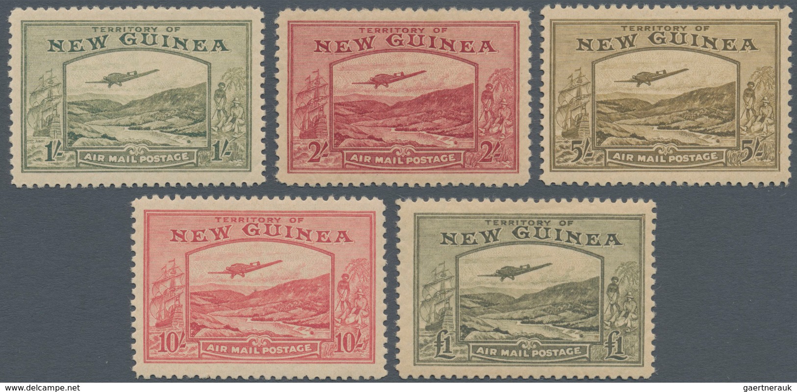 Neuguinea: 1939, Bulolo Goldfields Airmail Issue Complete Set Of 14 To £1, Mint Lightly Hinged With - Papúa Nueva Guinea