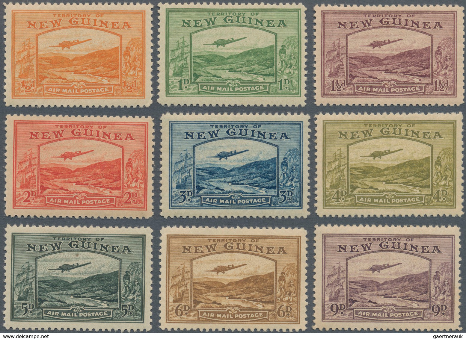 Neuguinea: 1939, Bulolo Goldfields Airmail Issue Complete Set Of 14 To £1, Mint Lightly Hinged With - Papúa Nueva Guinea