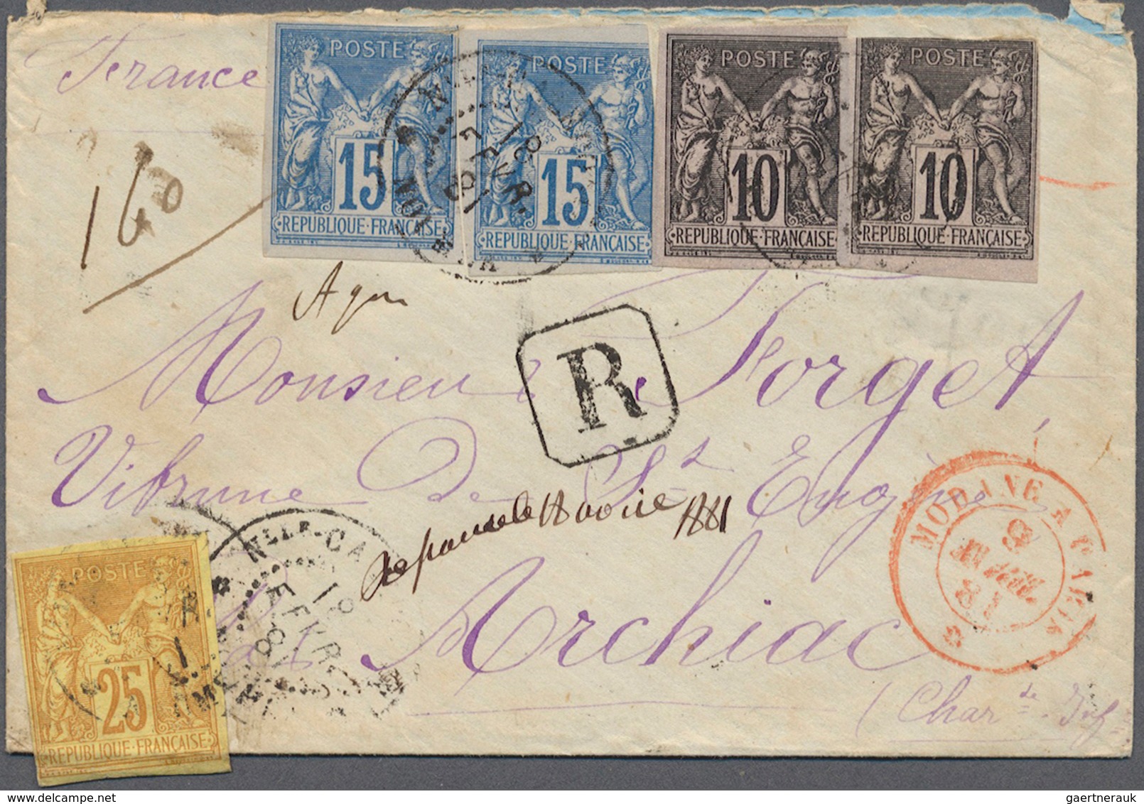 Neukaledonien: 1881. Registered Envelope Addressed To France Bearing French General Colonies 'Type S - Covers & Documents