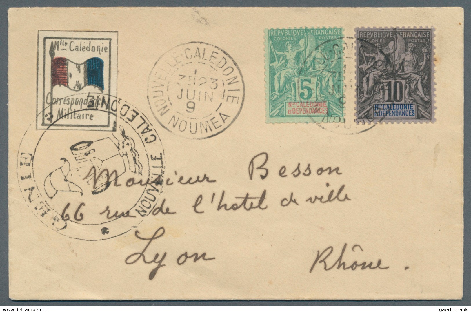 Neukaledonien: 1894. Military Mail Envelope Addressed To France Bearing Yvert 44, 5c Green And Yvert - Briefe U. Dokumente