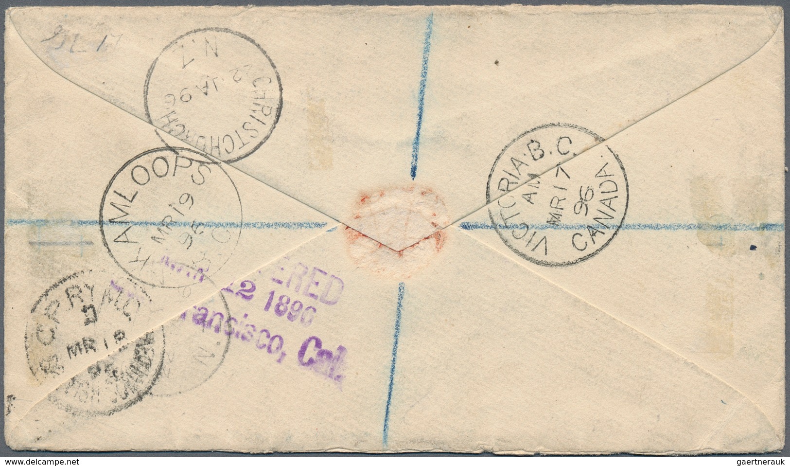 Neuseeland: 1896. Registered Envelope Addressed To Camula Bearing SG 217, ½d Black, SG 219, 2d Lilac - Other & Unclassified