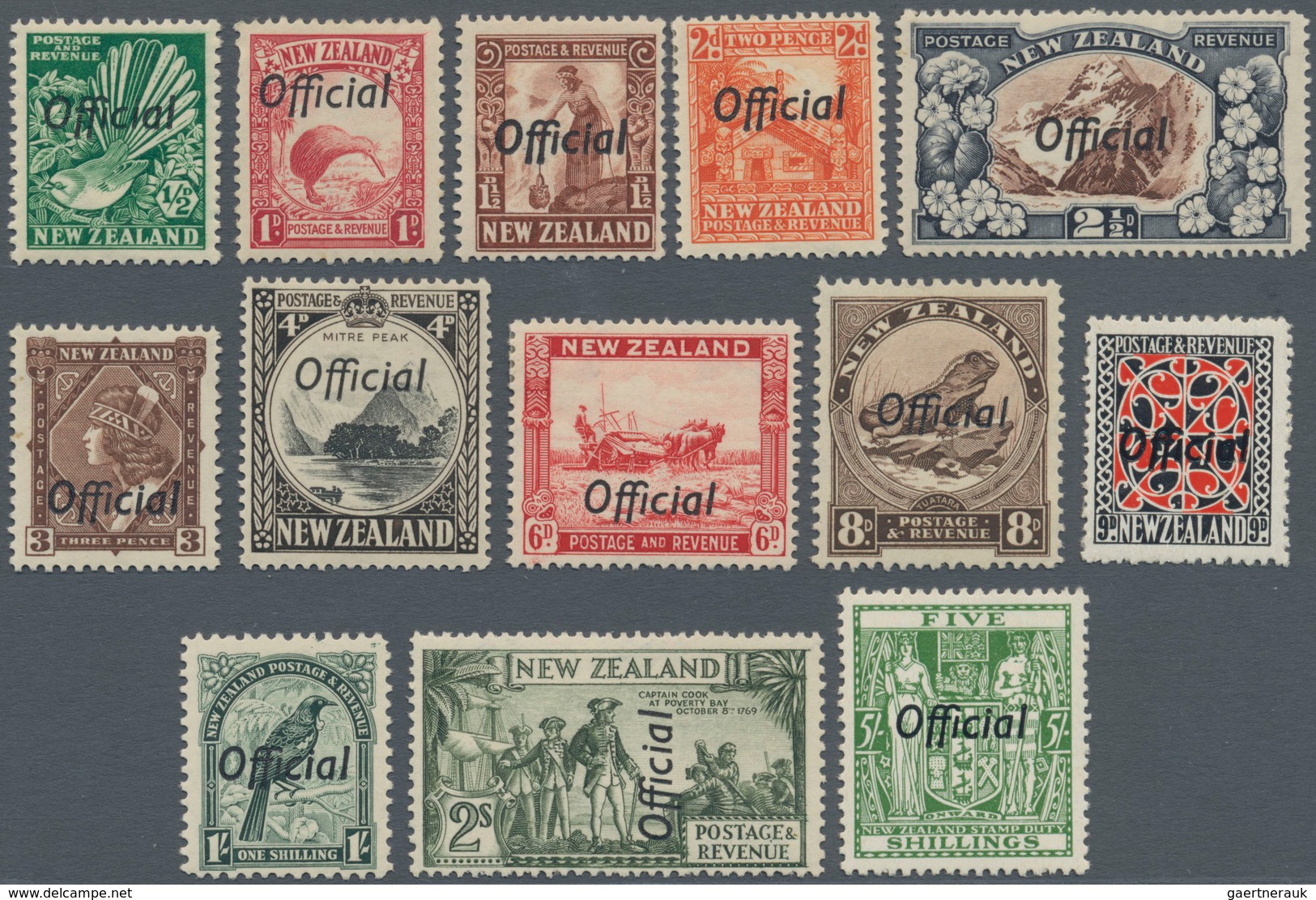 Neuseeland - Dienstmarken: 1935/1943, KGVI Pictorial Definitives With Black Opt. 'Official' Part Set - Dienstzegels