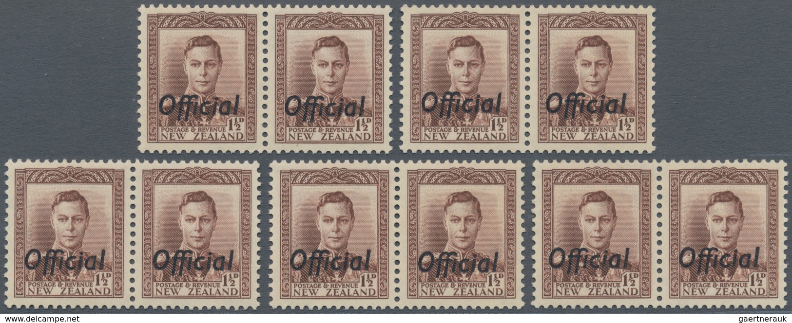 Neuseeland - Dienstmarken: 1938, KGVI 1½d. Purple-brown With Opt. ‚Official‘ In A Lot With Five Hori - Dienstmarken