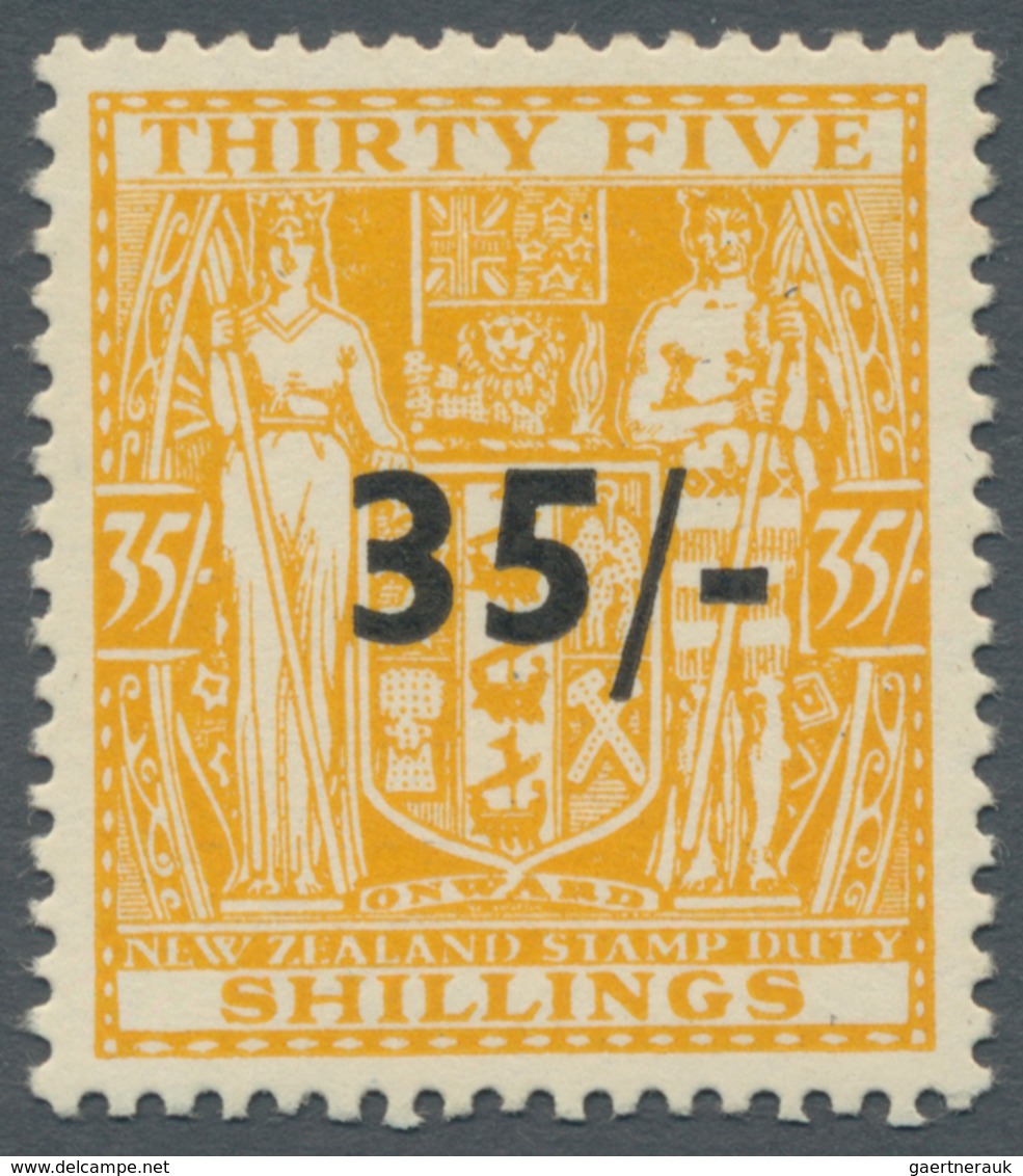 Neuseeland - Stempelmarken: 1939, Postal Fiscal Coat Of Arms 35s. Orange-yellow With Black Opt. '35/ - Post-fiscaal