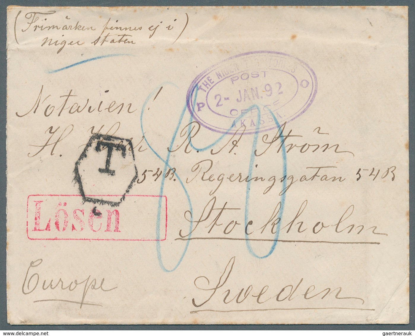 Nigerküste: 1892. Stampless Envelope Endorsed On Reverse 'Wm. Hunter, River Niger, Africa' Addressed - Other & Unclassified