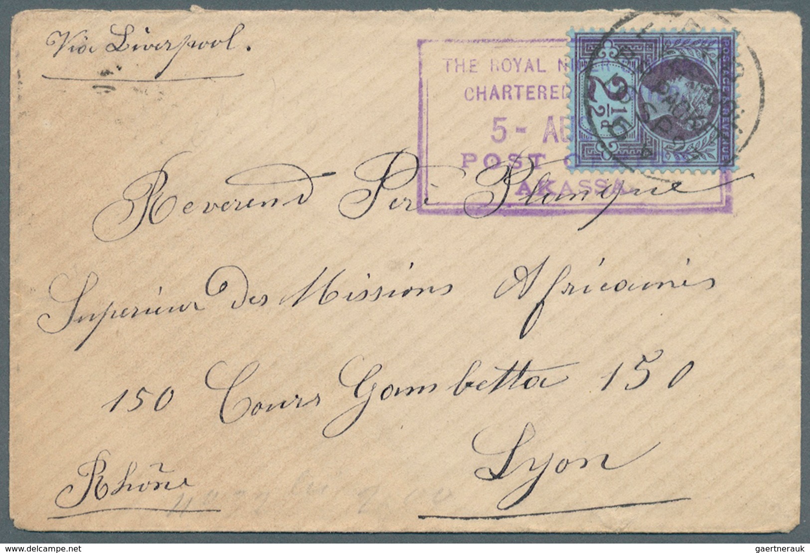 Nigerküste: 1897. Envelope Written From Akassa Addressed To France Bearing Great Britain SG 201, 2½d - Sonstige & Ohne Zuordnung