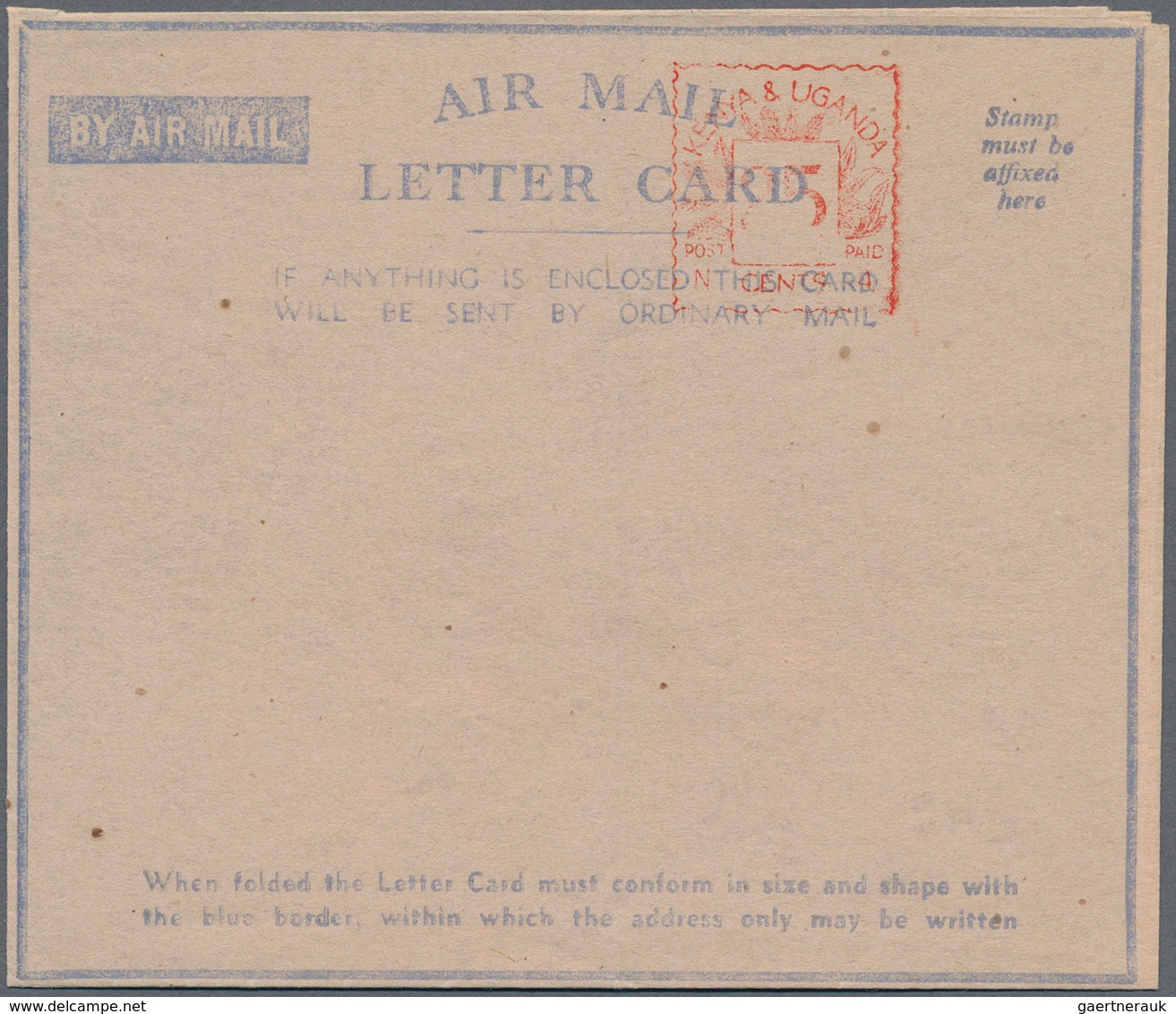 Ostafrikanische Gemeinschaft: 1944/45, Stampless Air Letters (2) On White Or Grey Stock Both Wtih Ho - África Oriental Británica