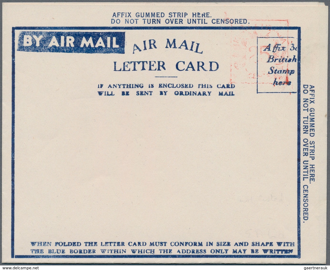 Ostafrikanische Gemeinschaft: 1944/45, Stampless Air Letters (2) On White Or Grey Stock Both Wtih Ho - África Oriental Británica