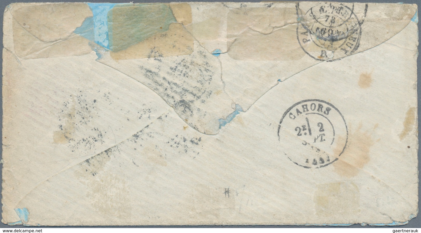 Paraguay: 1878, 5 A. 2 R. Blue, Full Margins On Letter With Blue Asuncion Stamp Over "Buenos Aires 2 - Paraguay