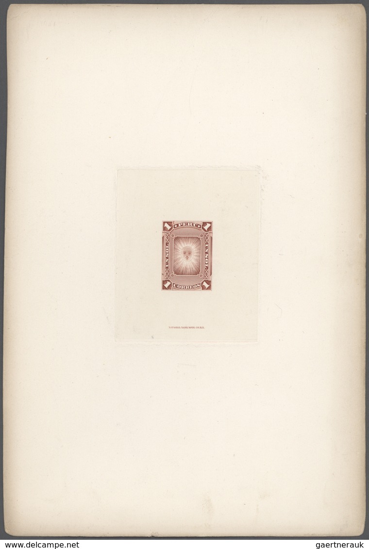 Peru: 1874, Sun 1 S. Large Die Proof On Card Without Gum, Slight Toned On Margin And Little Corner C - Peru