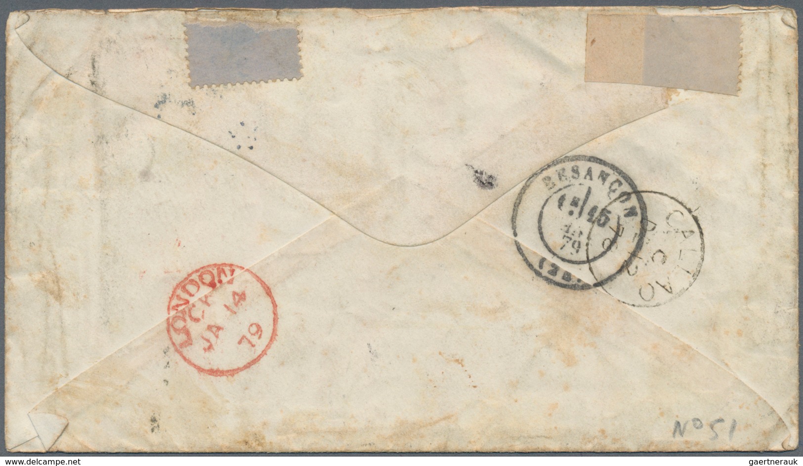 Peru: 1878, Postal Stationery Envelope 10c. Red Used From The British Post Office In CALLAO, Peru To - Peru