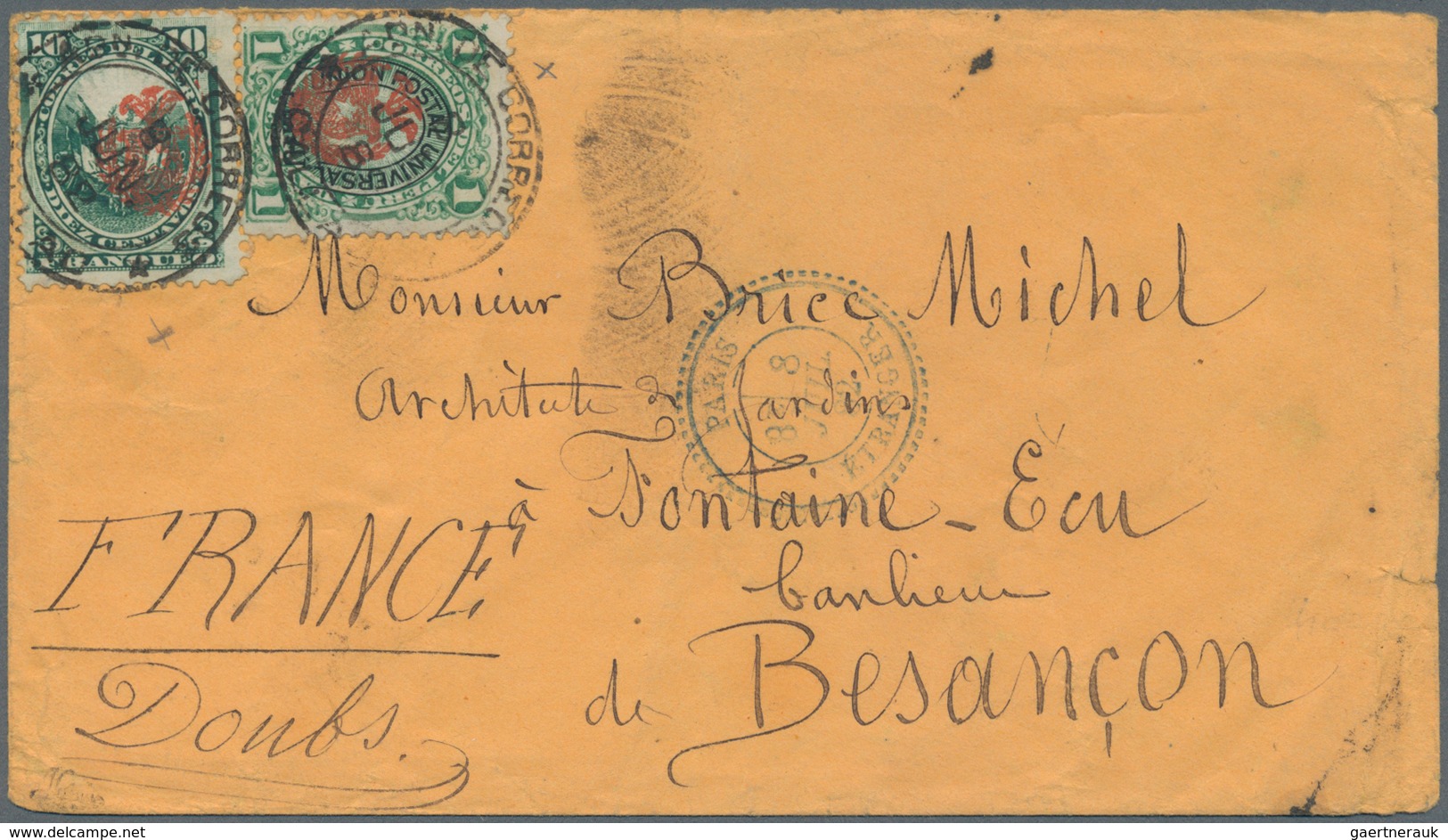 Peru - Lokalpost Während Der Chilenischen Besetzung: 1882 Cover From The Callao To Besançon, France - Pérou