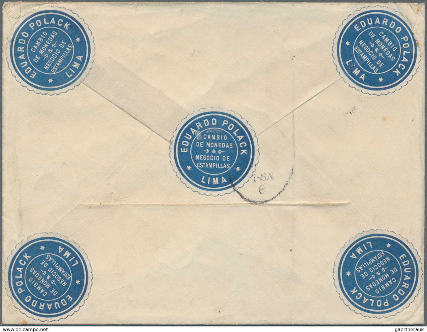 Peru - Ganzsachen: 1886, Stationery Envelope 50 C Carmine With Blue Handstamp "EMISSION HABILITADA 1 - Peru
