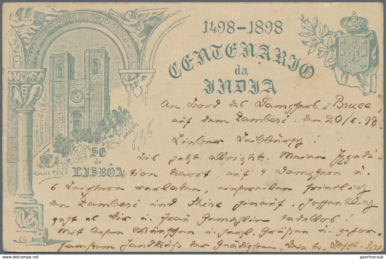 Portugiesisch-Afrika: 1898, 20 June, 10r. Lilac Uprating A Stationery Card 20r. Grey, Written On Boa - Africa Portoghese