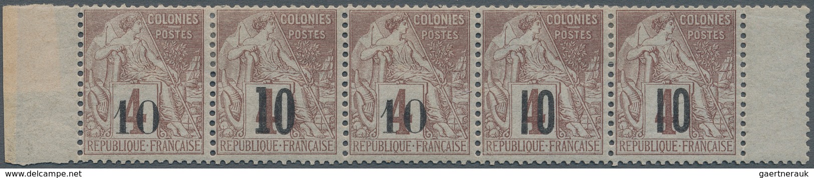 Senegal: 1887, Postage Stamps Of The French Colonies 10 C On 4 C In Three Different Overprint Types - Other & Unclassified