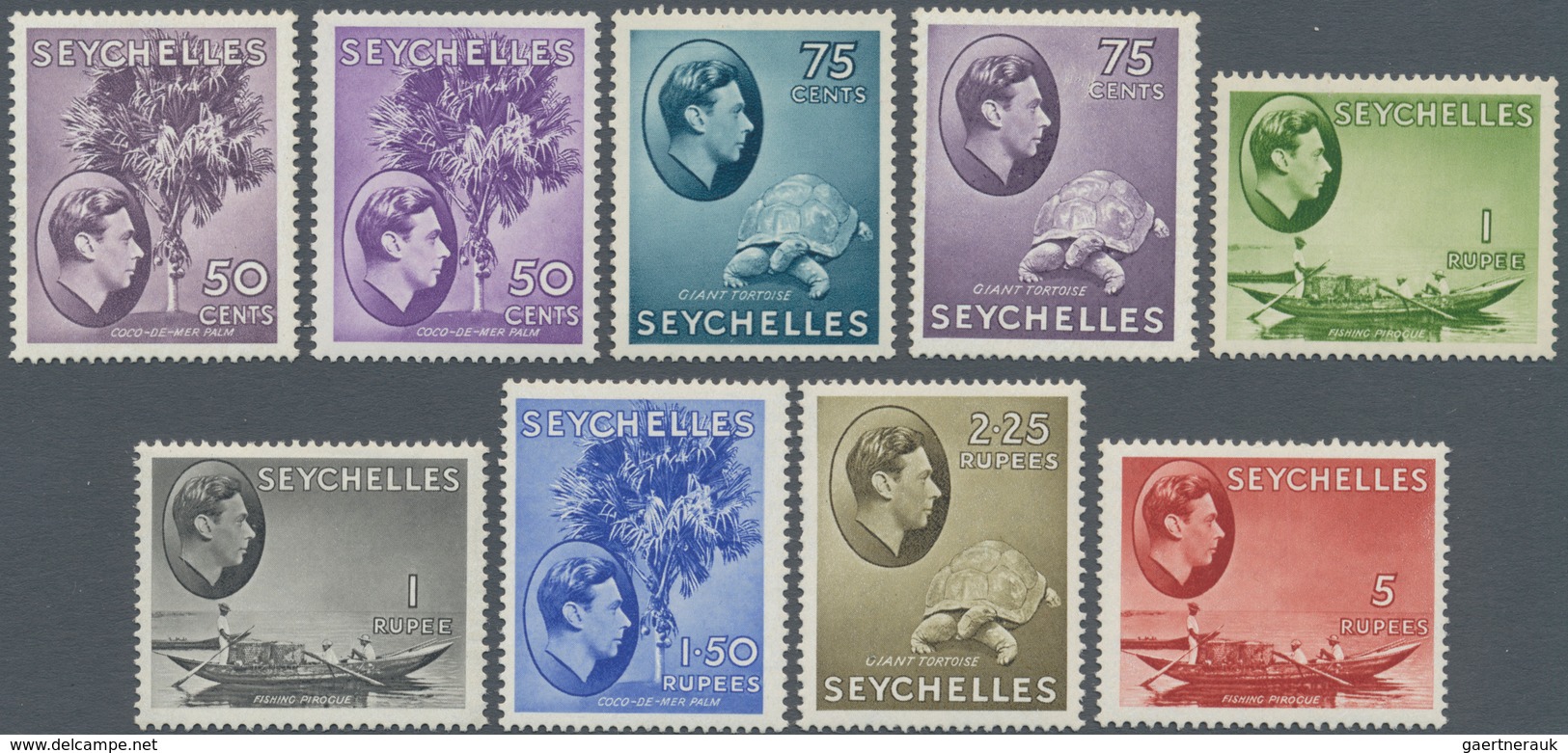 Seychellen: 1938/1949, KGVI Pictorial Definitives Complete Simplified Set Of 25 And Additional Three - Seychellen (...-1976)
