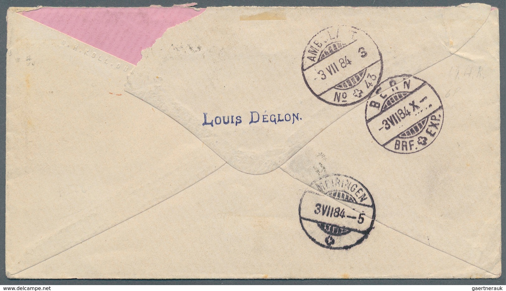 Natal: 1884. Envelope Addressed To Switzerland Bearing Natal SG 97, ½d Green, SG 99, 1d Rose (little - Natal (1857-1909)