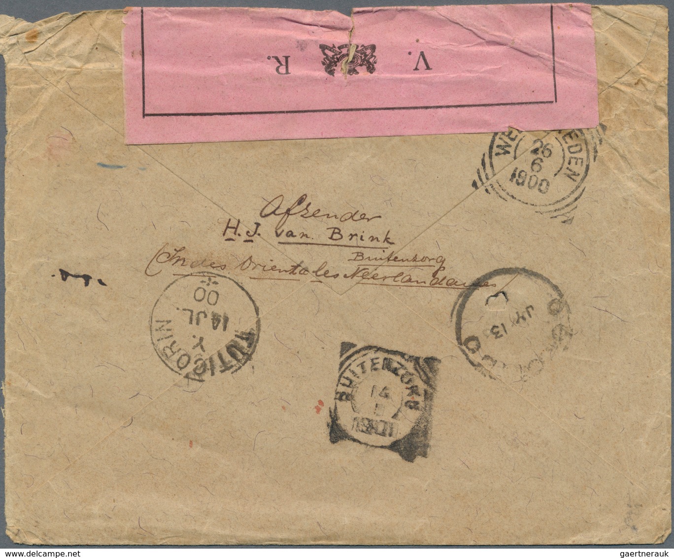 Transvaal: 1900,boer War, Incoming Mail, Dutch East Indies: DEI 2 1/2 C. (pair), 10 C. Tied "BUITENZ - Transvaal (1870-1909)