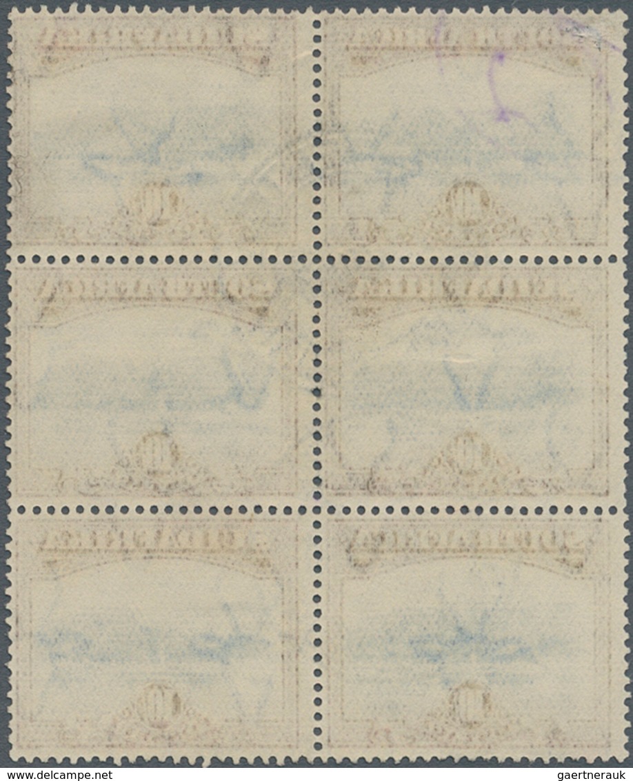 Südafrika: 1927, Definitives "Pictorials", 10s. Bright Blue/brown, Block Of Six Comprising Three Nam - Andere & Zonder Classificatie