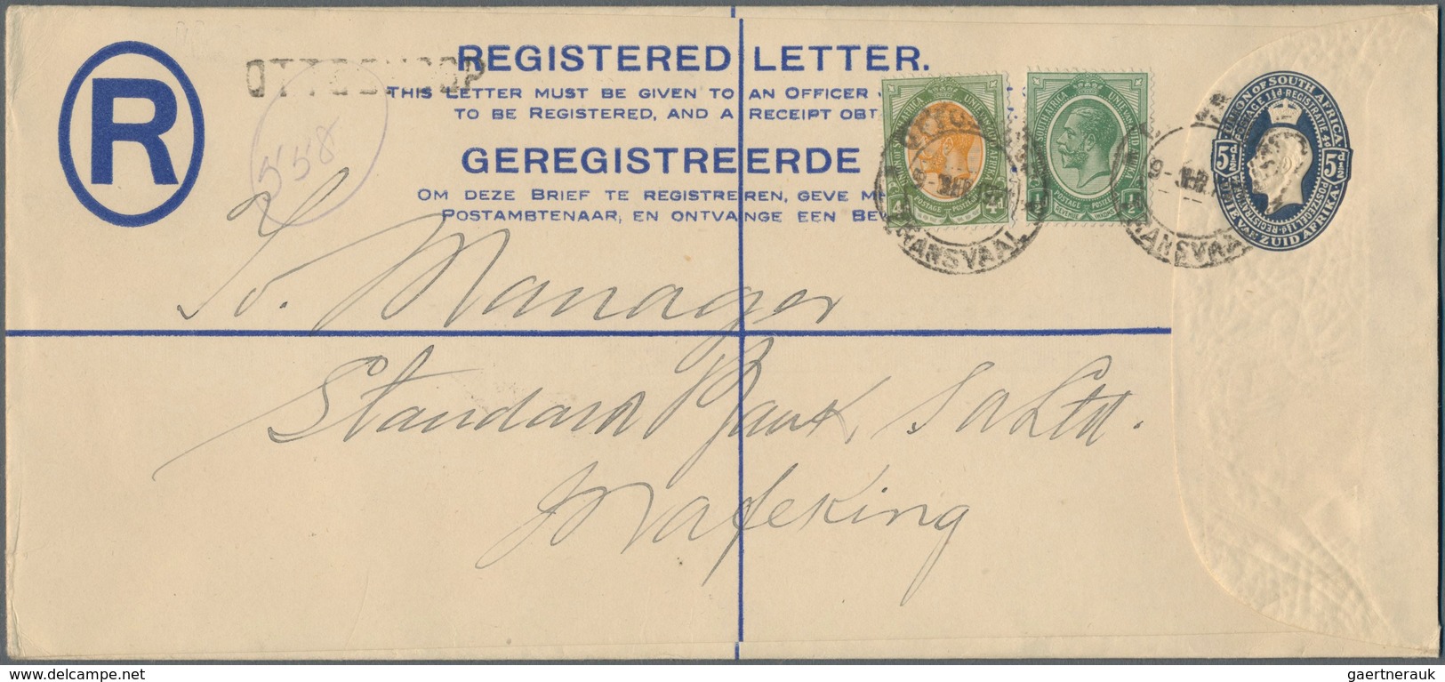 Südafrika - Ganzsachen: 1921/1924, Four Different Long-size REGISTERED LETTERS All Uprated And Comme - Otros & Sin Clasificación