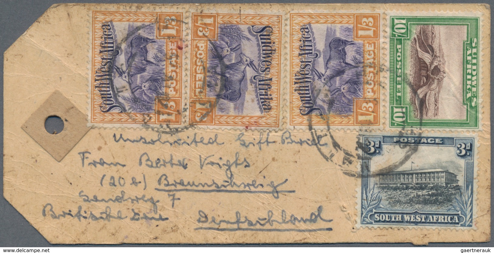 Südwestafrika: 1931, Definitives "Pictorials", 10s. Red-brown/emerald, 1s.3d. Violet/yellow (3) And - South West Africa (1923-1990)