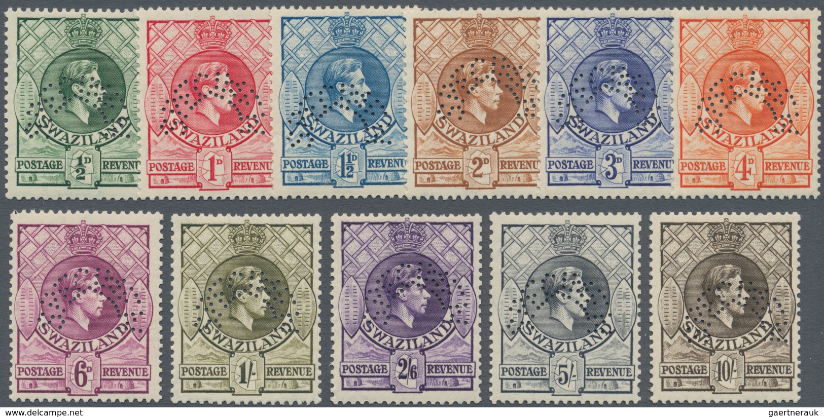 Swaziland: 1938, KGVI Definitives Perf. SPECIMEN Complete Set Of 11, Mint Hinged, Scarce Set! SG. £ - Swaziland (...-1967)