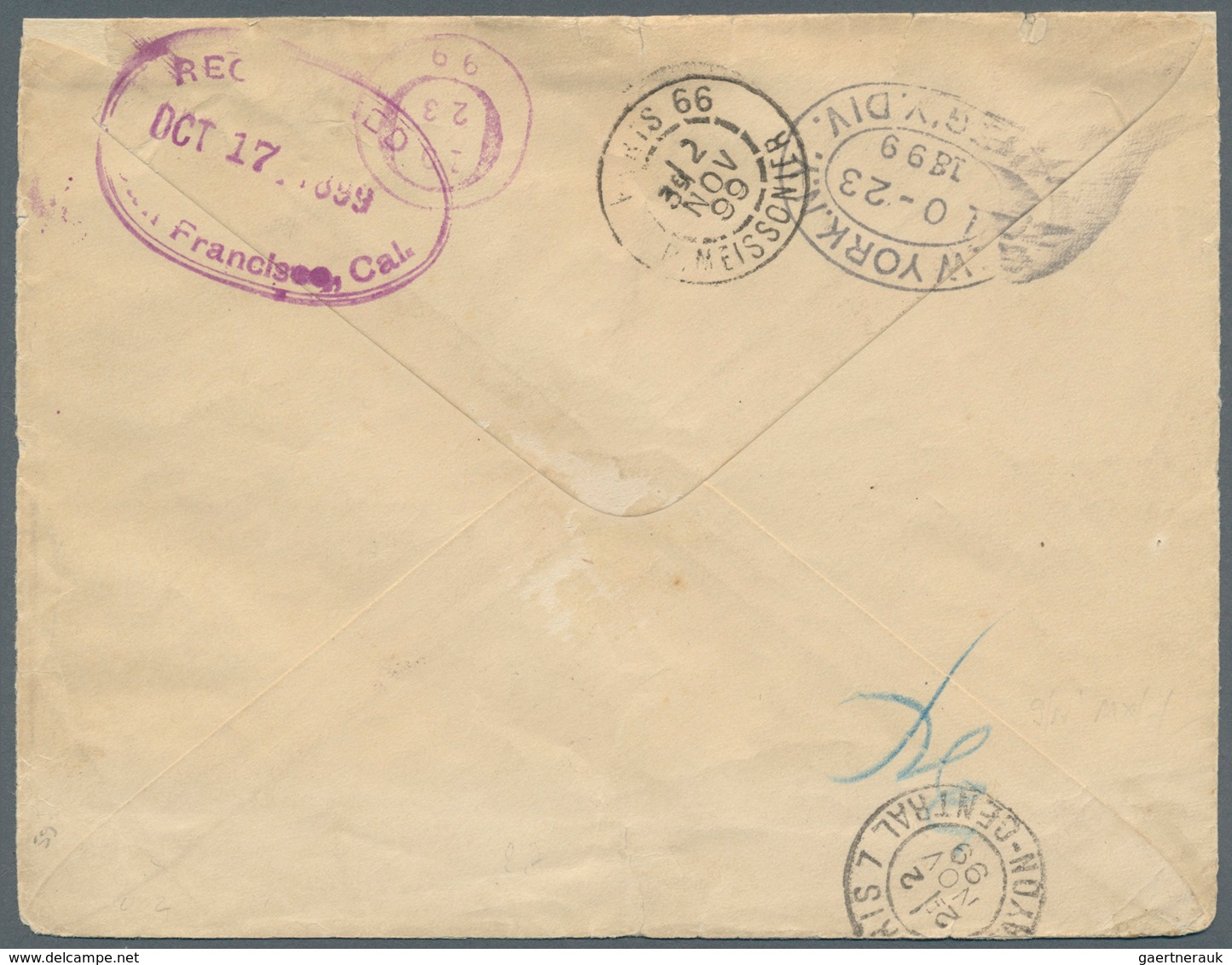 Tahiti: 1899. Registered Envelope Addressed To San Francisco Bearing Oceania Yvert 5, 10c Black/lila - Tahiti