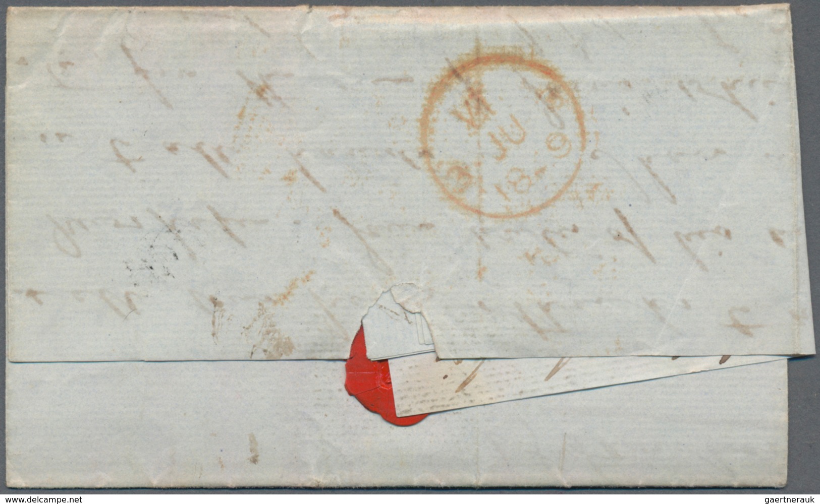 Uruguay: 1849, Stampless Envelope Sent From Montevideo (dated March 22) With H.M.S. Daphne To London - Uruguay