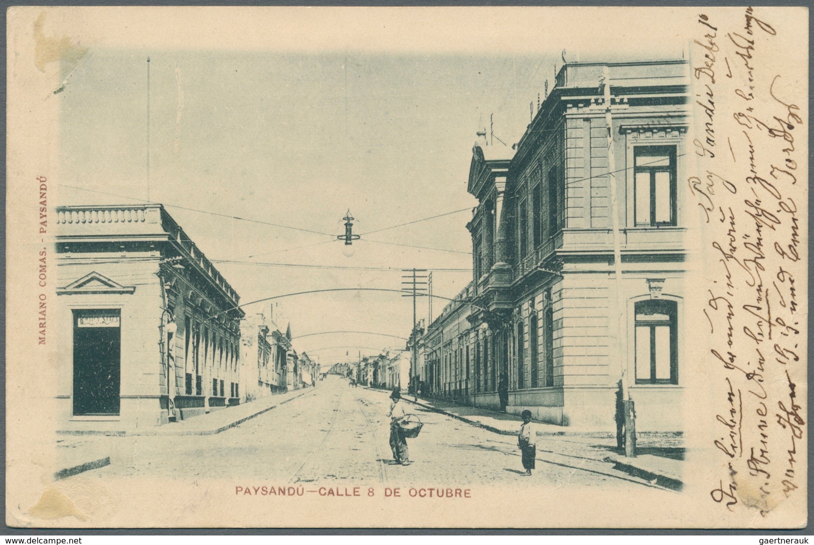 Uruguay: 1903. Rergistered Picture Post Card Of 'Calle 8 De Octobre, Paysandu' Addressed To Germany - Uruguay