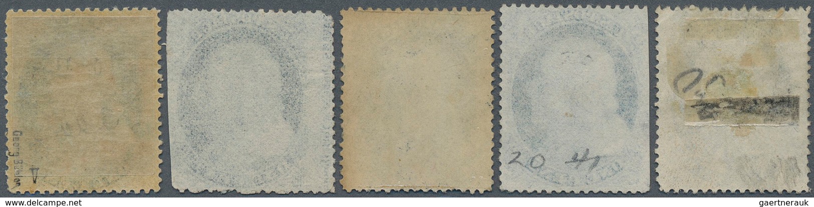 Vereinigte Staaten Von Amerika: 1857, 1c. Blue Five Mint Stamps Showing Types And Color Shades, Few - Autres & Non Classés