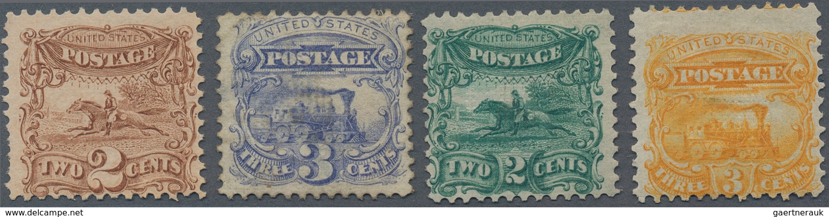 Vereinigte Staaten Von Amerika: 1869, Pictorial Issue 2c. Brown & 3c. Ultramarine (toned), Mint No G - Otros & Sin Clasificación