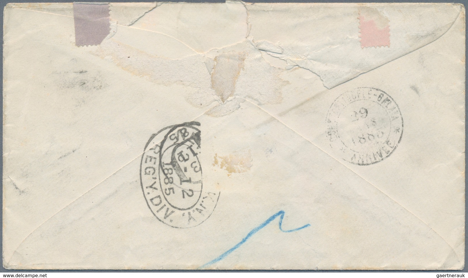 Vereinigte Staaten Von Amerika: 1885, 5 Cent Stationery Envelope With Additional Franking Sent Regis - Autres & Non Classés