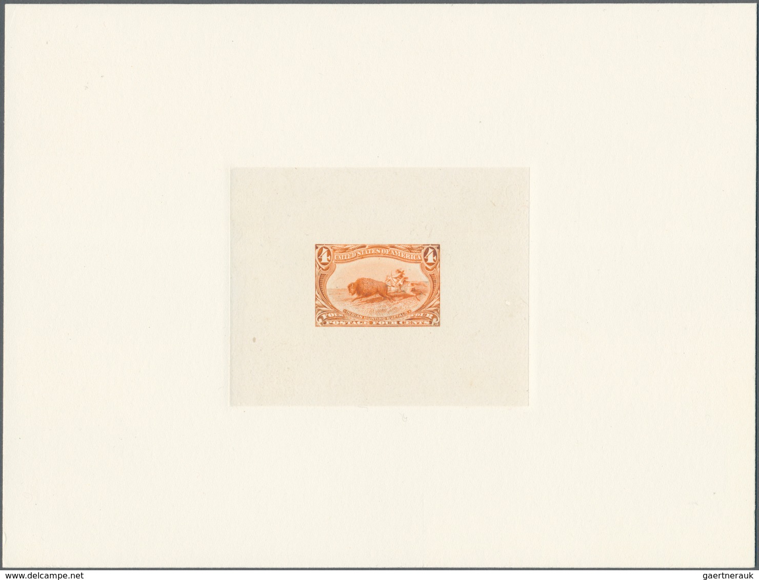 Vereinigte Staaten Von Amerika: 1898, Omaha 4 C. Orange Large Die Proof On Card Without Gum, Fine - Autres & Non Classés