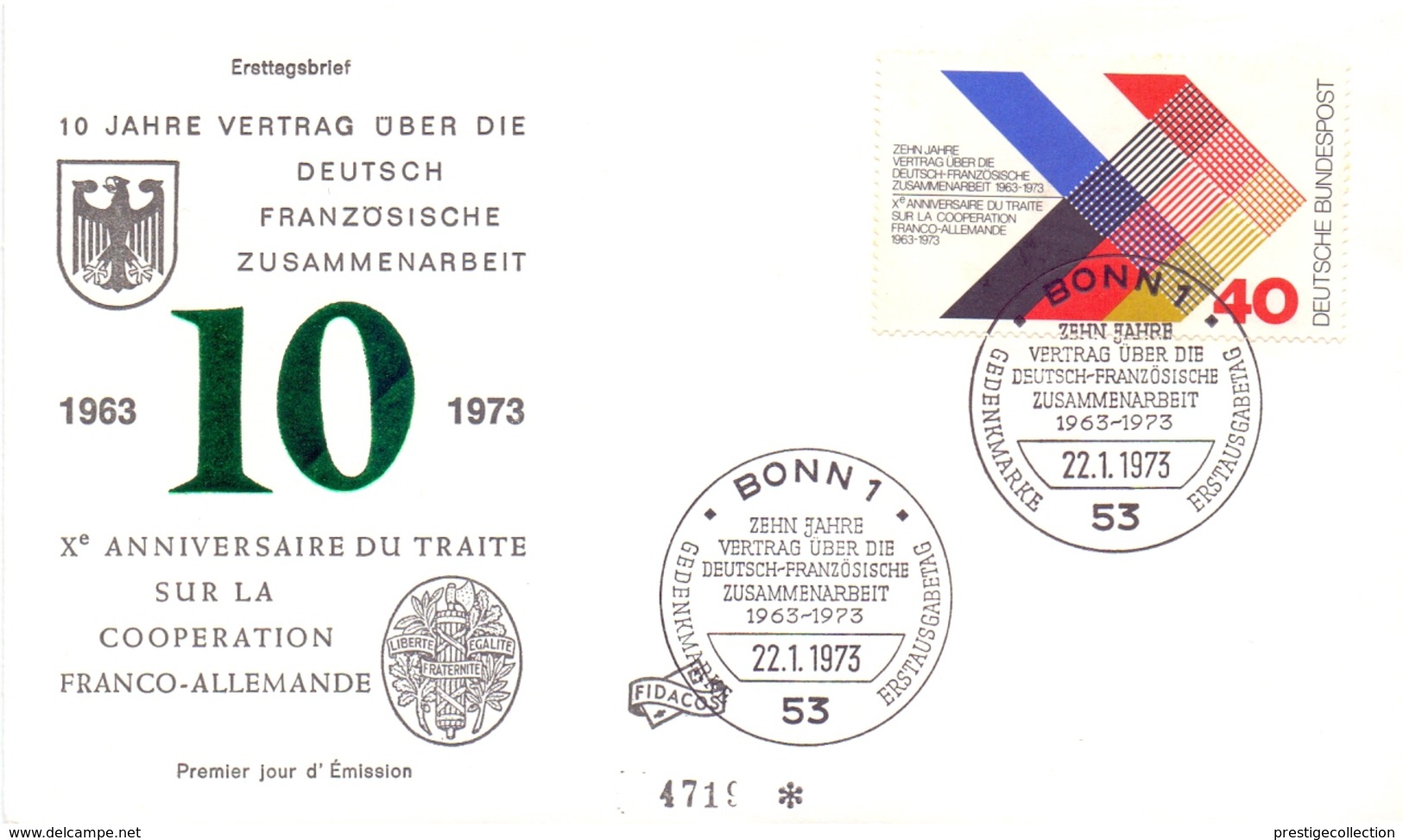 GERMANY FDC ANNIVERSARY OF THE TREATY ON FRANCO GERMAN COOPERATION  (GEN190225) - Teatro