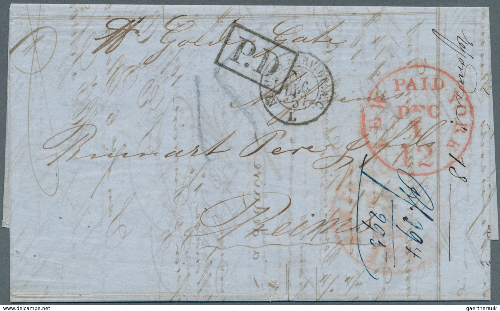 Vereinigte Staaten Von Amerika - Transatlantik-Mail: 1857: Two Entire Letters From Schröder & Co., S - Andere & Zonder Classificatie